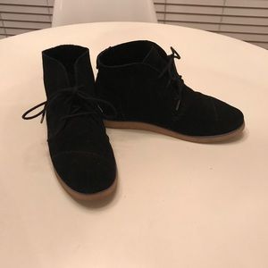 Toms Black Suede Tie Shoes